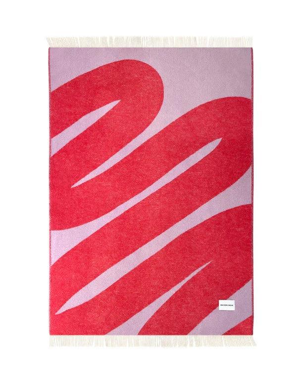 Maison Deux Swirl Lilac Scarlet Blanket - Rugs by Roo