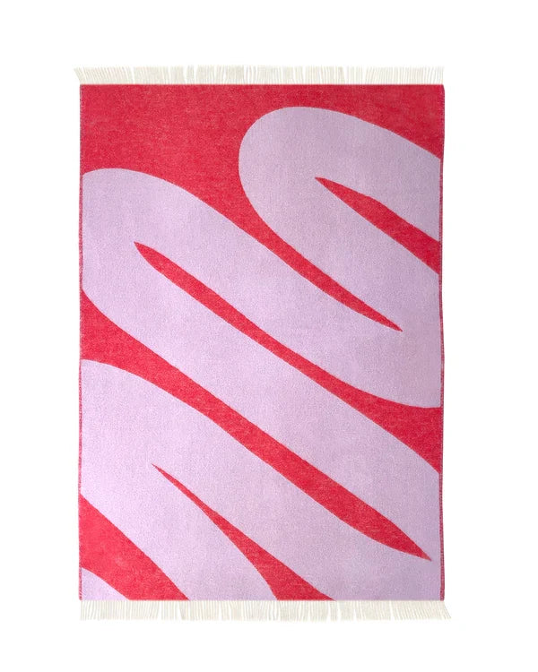 Maison Deux Swirl Lilac Scarlet Blanket - Rugs by Roo