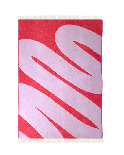 Maison Deux Swirl Lilac Scarlet Blanket - Rugs by Roo