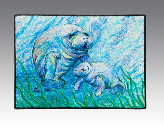 Manatees in Grass Door Mat