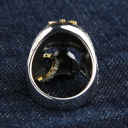 Bottom interior view of marijuana skull ring showing hollow construction and .925 stamp