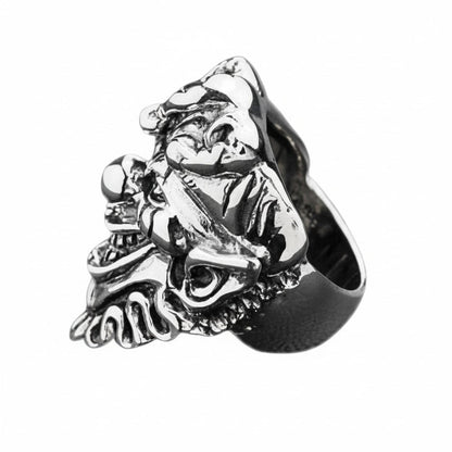 The side profile of the large Joker ring, showcasing its three-dimensional depth and craftsmanship.