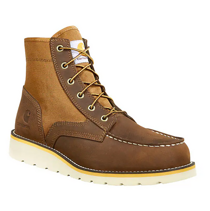 Carhartt 6-inch moc toe boot, detail view of the wedge outsole and midsole