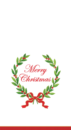 Merry Christmas Laurel Wreath Guest Towel