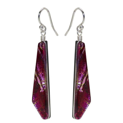 Merry Waterfalls Earrings. Each earring's coloration is unique. Some are bright pink, some darker.