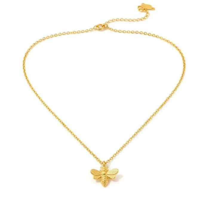 Mini bee gold pendant dainty necklace with delicate chain
