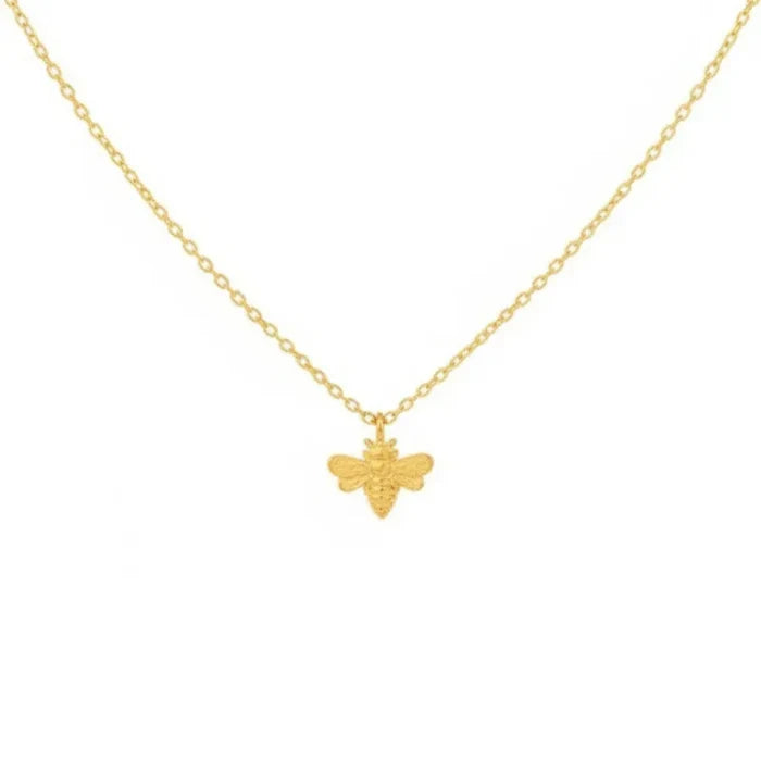 Mini bee gold pendant dainty necklace with delicate chain