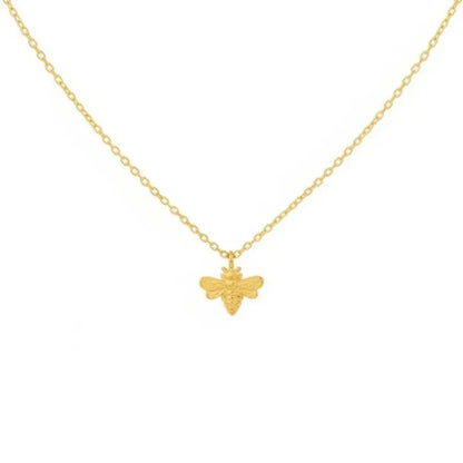Mini bee gold pendant dainty necklace with delicate chain