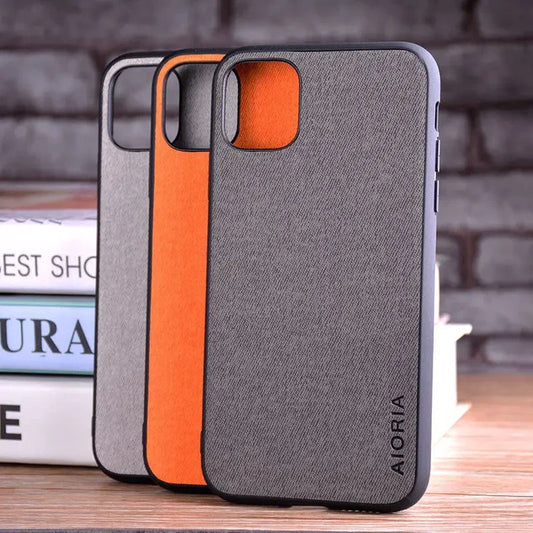 the back of a gray and orange iphone case