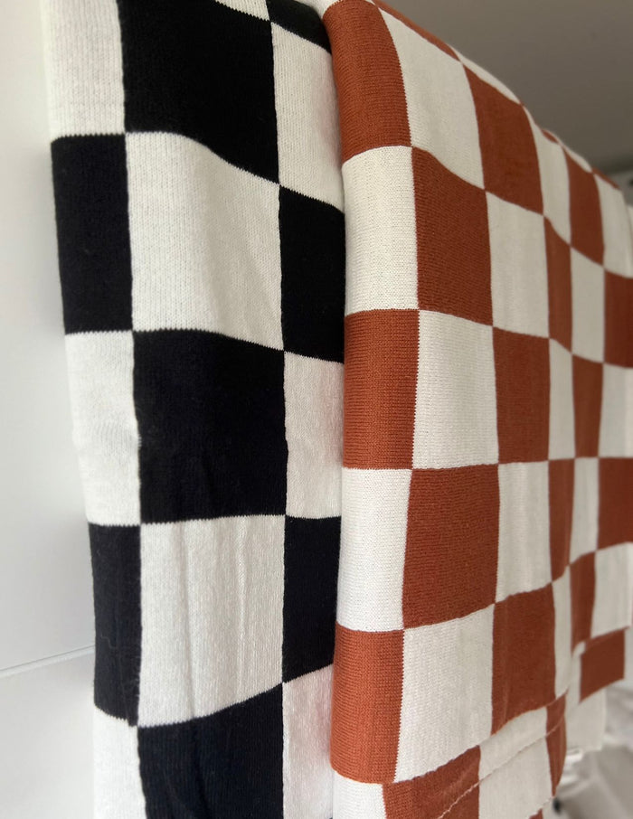 Monochrome Checkered Black and White Throw Blanket - Rugs by Roo