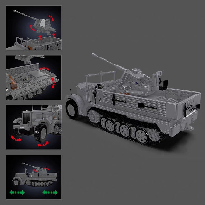 Mould King 20048 German 3.7mm Flak Half-track Vehicle