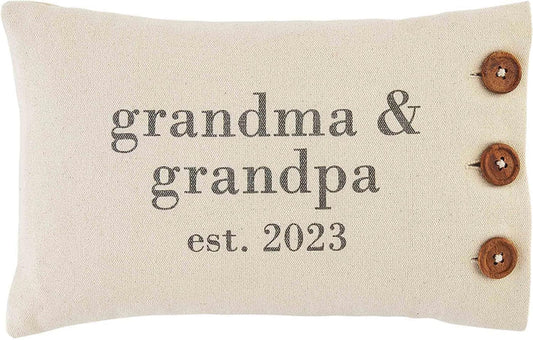 Mud Pie Grandparents Established 2023 Pillow
