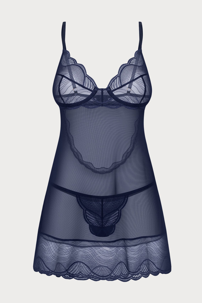 Nightly Blue Chemise & Thong