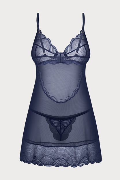 Nightly Blue Chemise & Thong