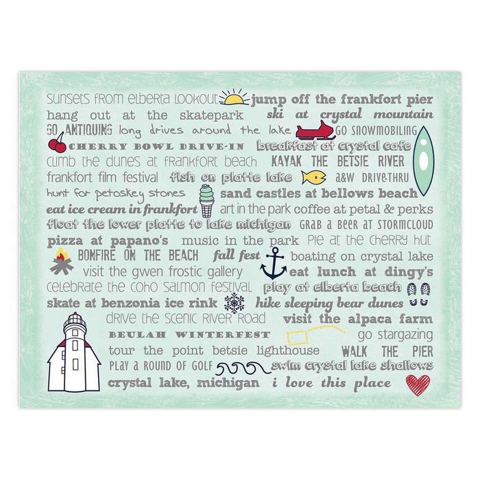 Notecards - Set of 10 Crystal Lake Bucket List