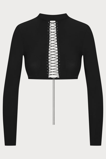 Nuit Infinie Lace-Up Crop Top - Maison Close