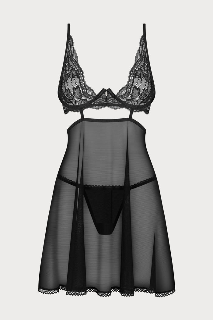 Obsessive Nutris Babydoll & Thong Black