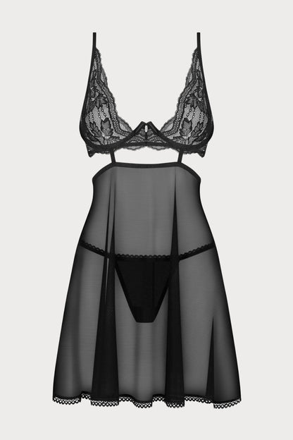 Obsessive Nutris Babydoll & Thong Black