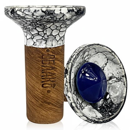 Blue on White-Black Marble