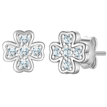Ohrstecker KLEEBLATT mit Zirkonia silber