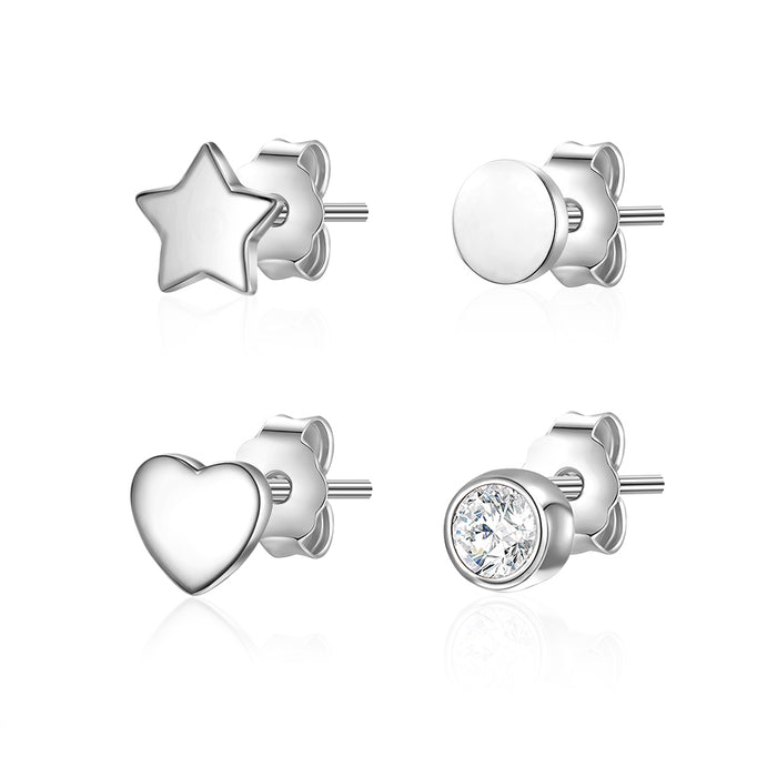 Ohrstecker Set Kreis Stern Herz Zirkonia