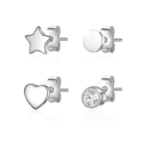 Ohrstecker Set Kreis Stern Herz Zirkonia