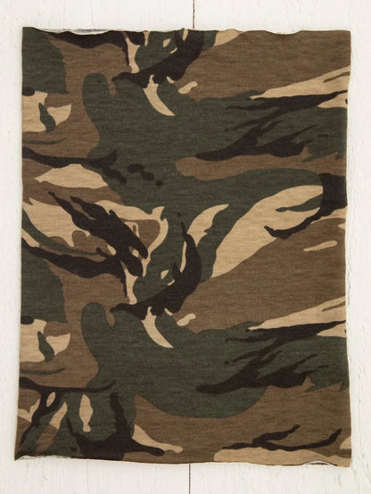 Olive Camo Boho Bandeau displayed as a stylish tube top and headwrap head tie
