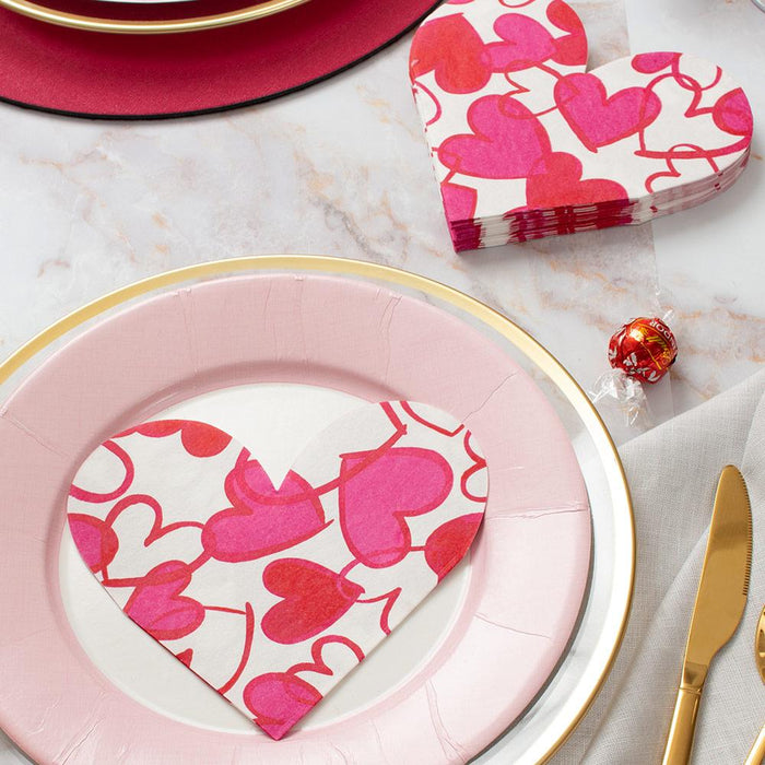 Painted Hearts Die Cut Paper Linen Party Napkins
