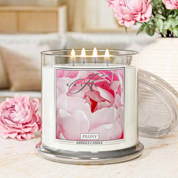 Peony Scented Lit 4-wick candle