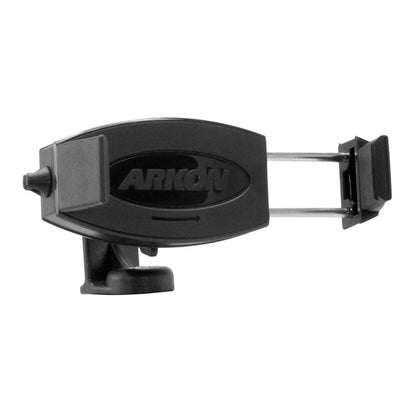 The Mobile Grip 2 Tripod Adapter with Phone Holder features a black spring-loaded adjustable arm and mounting base, perfect for securely holding your smartphone on a tripod. Shown against a white background.