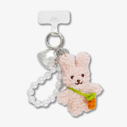 Phone Wristlet with Plush Bunny Charm