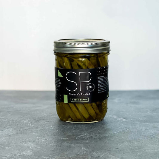 Pickled Green Beans (16 oz) by Sheena's Pickles, Austin TX.