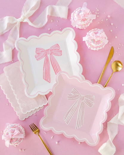 My Mind’s Eye PLPL1828 - Large Pink Bows Paper Plate Set