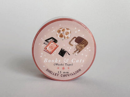 Pink Cats & Books Washi Tape