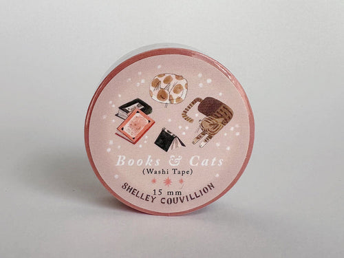 Pink Cats & Books Washi Tape
