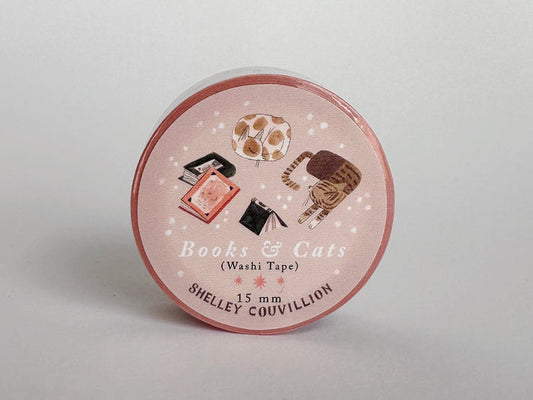 Pink Cats & Books Washi Tape