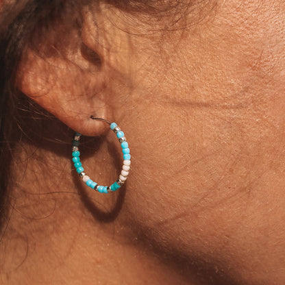 Playa Seed Bead Hoop Earrings