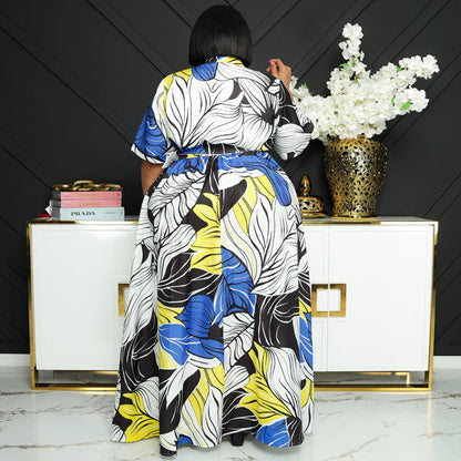 Plus Size Summer Print Long Casual  Women Dress