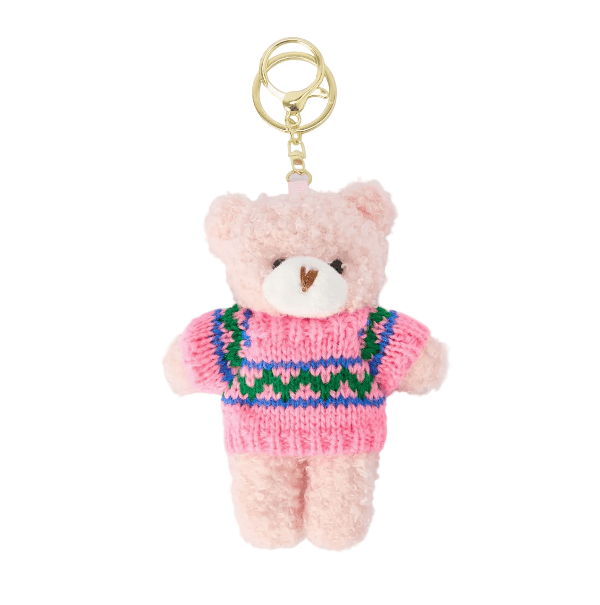 Sparkling Extras pink and green Plush Bear With Mini Sweater Keychain Bag Charm (Make Selection)
