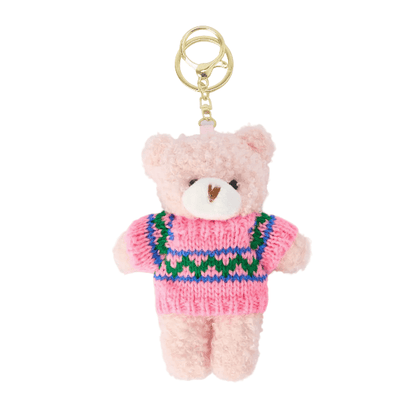 Sparkling Extras pink and green Plush Bear With Mini Sweater Keychain Bag Charm (Make Selection)