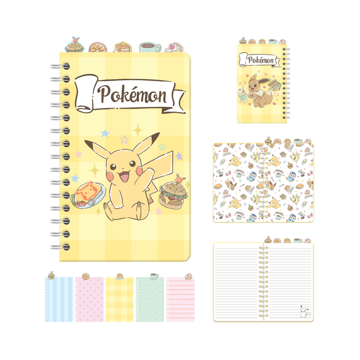 Pokémon Tossed Café Food Characters 8" x 5" Spiral Tabbed Notebook