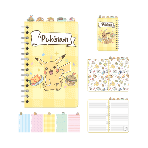 Pokémon Tossed Café Food Characters 8" x 5" Spiral Tabbed Notebook