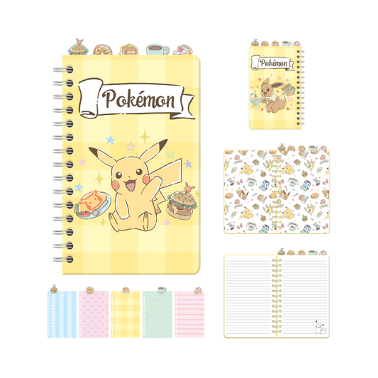 Pokémon Tossed Café Food Characters 8" x 5" Spiral Tabbed Notebook