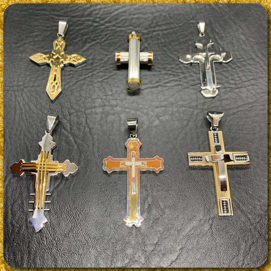 “Pray” Stainless Steel Cross & Chain Necklace (6 styles)