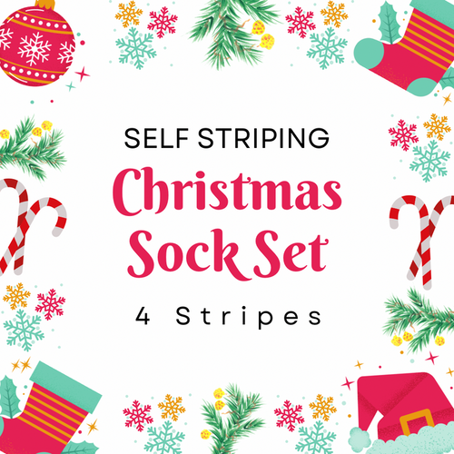 PRE-ORDER - 2026 Self Striping Christmas Sock Set - 4 Stripes - Merino Nylon Sock