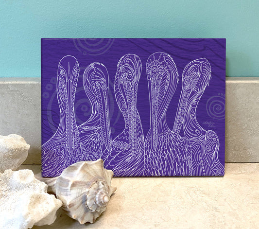 Purple Pelican Party Ceramic Tile