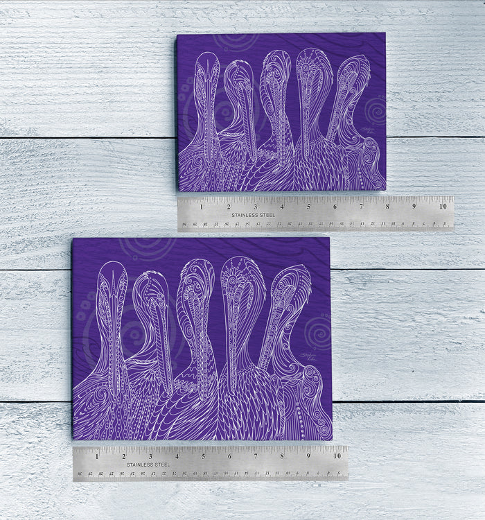 Purple Pelican Party Ceramic Tile