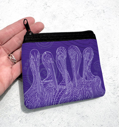 Purple Pelican Party Coin Bag