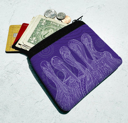 Purple Pelican Party Coin Bag