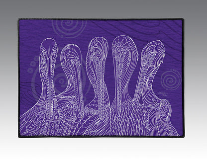Purple Pelican Party Door Mat
